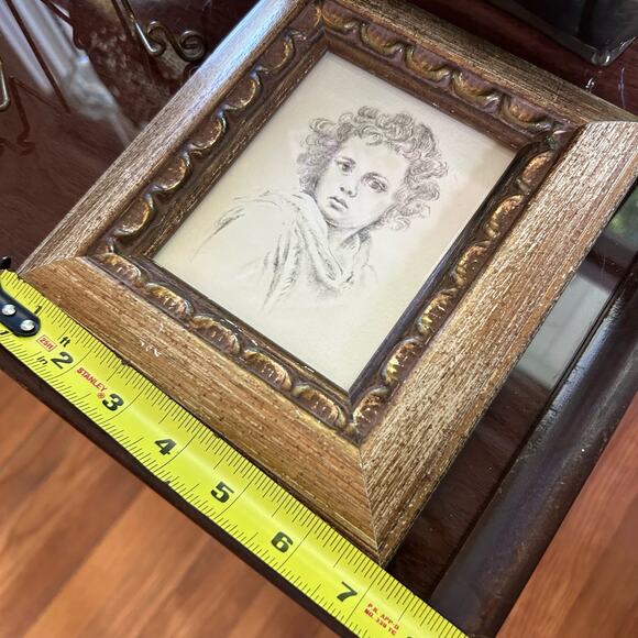 Vintage The Divine Shepherd by Bartolomé Esteban Murillo Framed Pencil Drawing - Picture 9 of 14